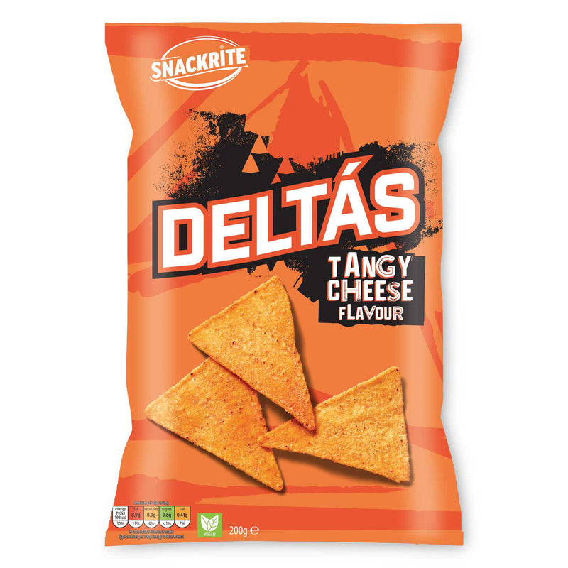 Deltas tortilla chips tangy cheese, imported from the UK