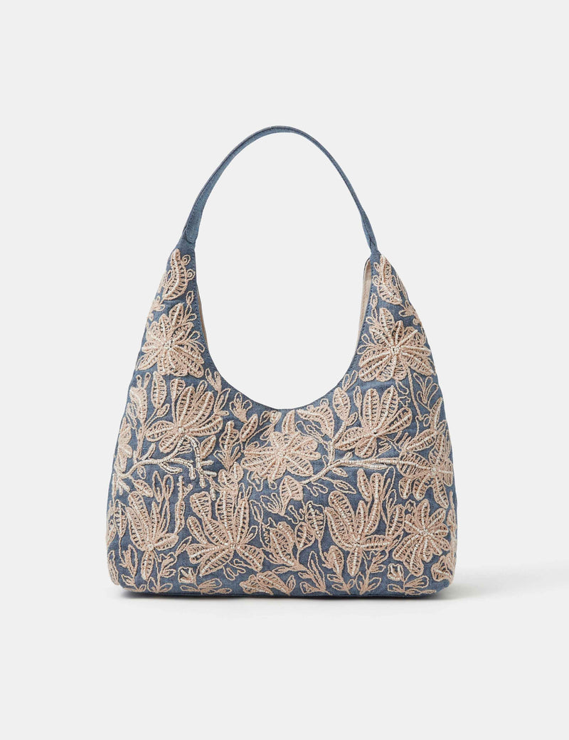 Accessorize embroidered denim shoulder bag, imported from the UK