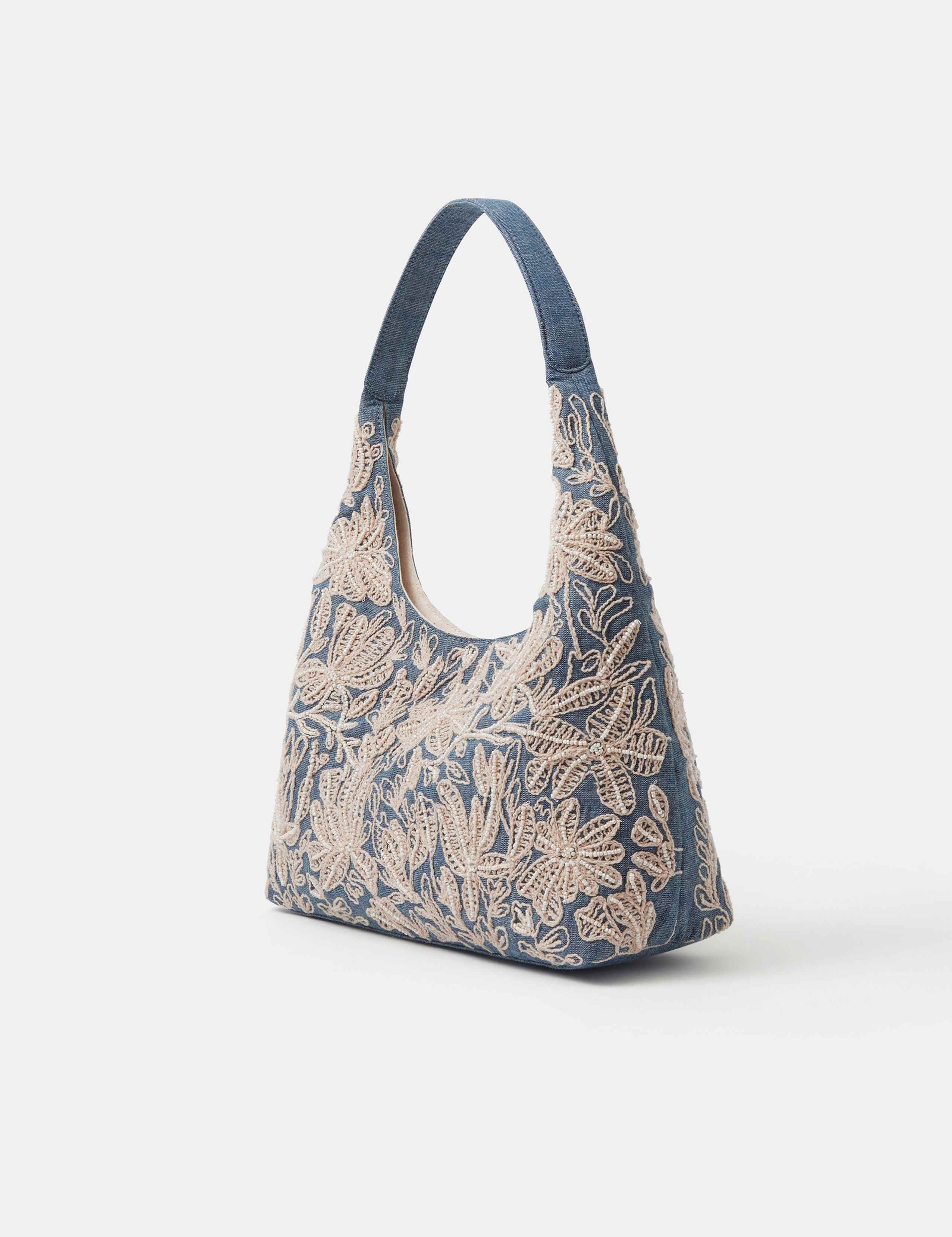 Accessorize embroidered denim shoulder bag, imported from the UK