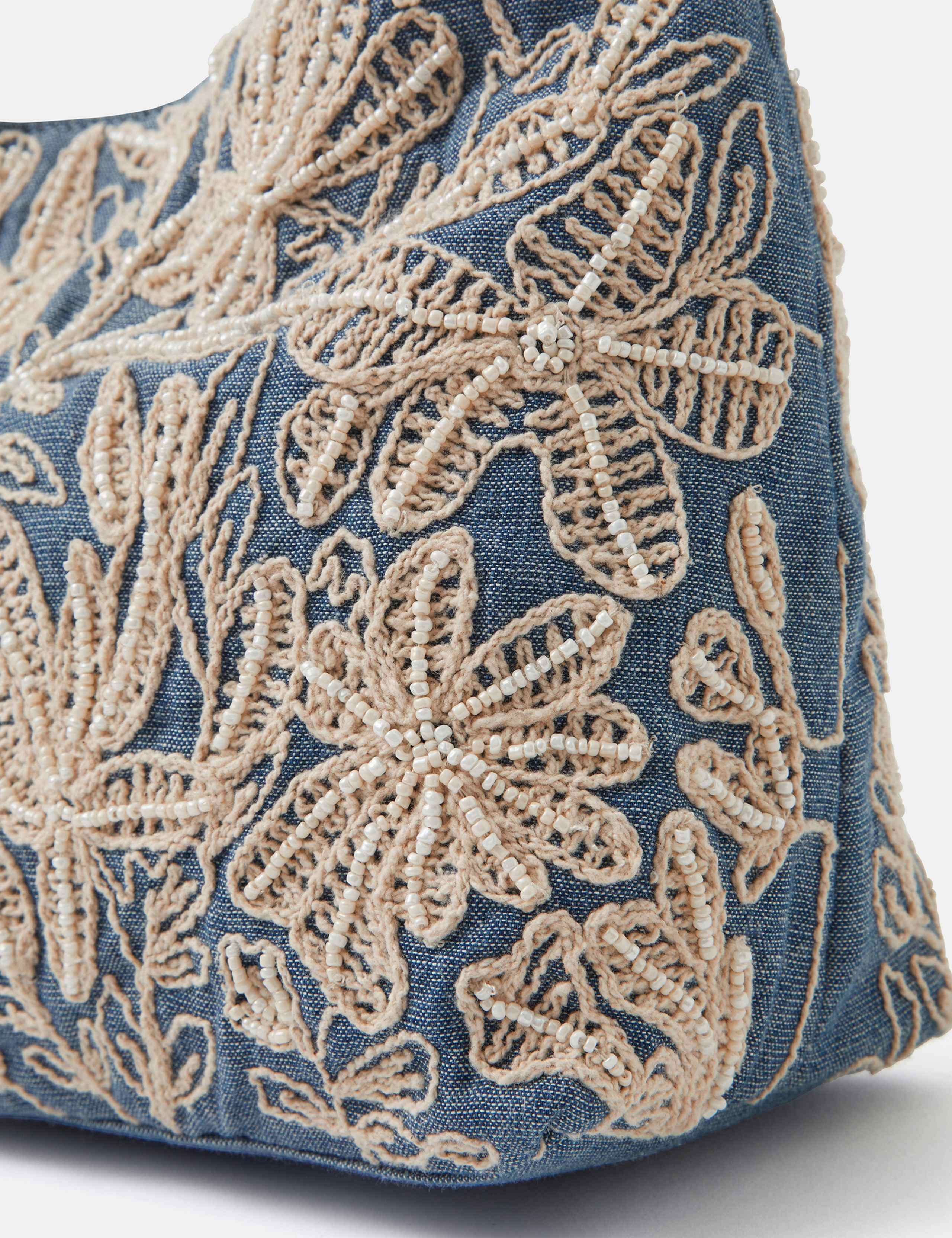 Accessorize embroidered denim shoulder bag, imported from the UK