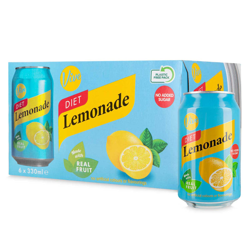 Diet lemonade 6 pack of fizzy drink cans (British brand)