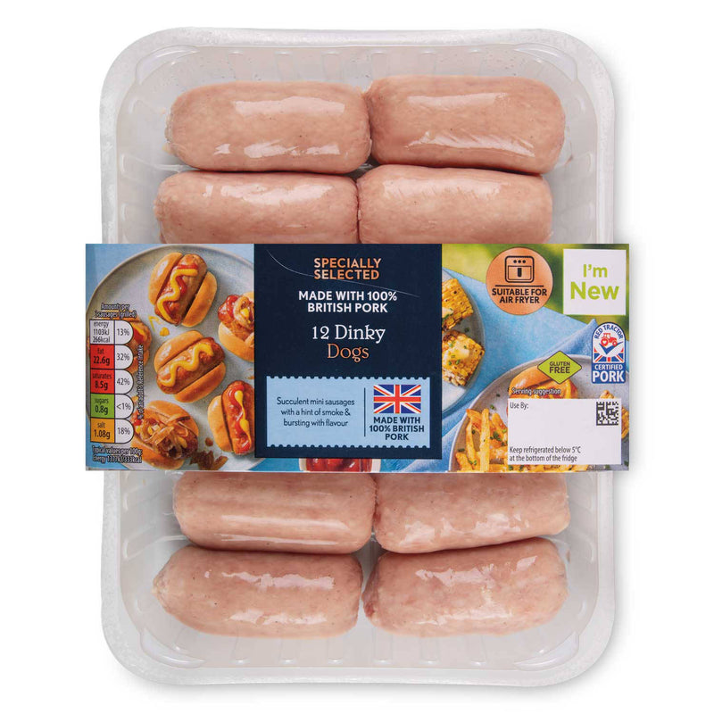Dinky Dogs pork sausages 85% pork - British product