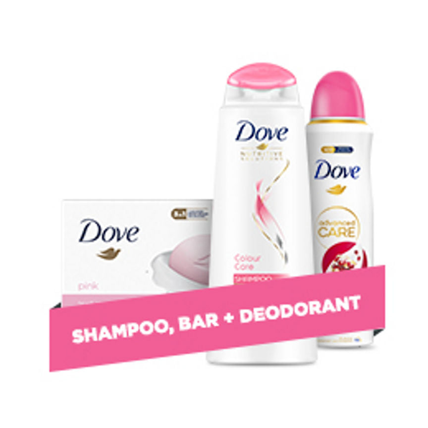 Dove Pink Soap Bars, Deodorant & Colour Care Shampoo Bundle GOODS ASDA   