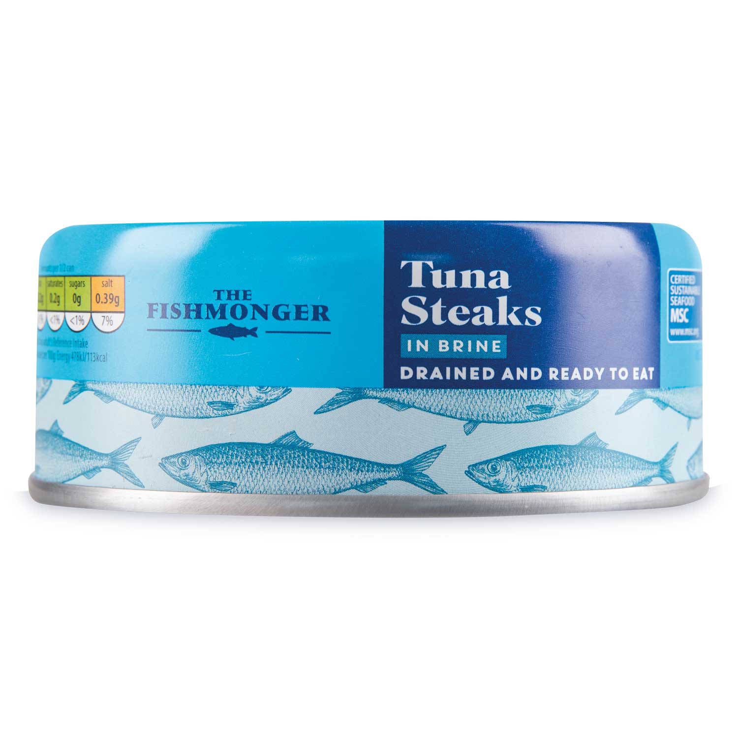 Tinned tuna steaks in brine 110g - British product