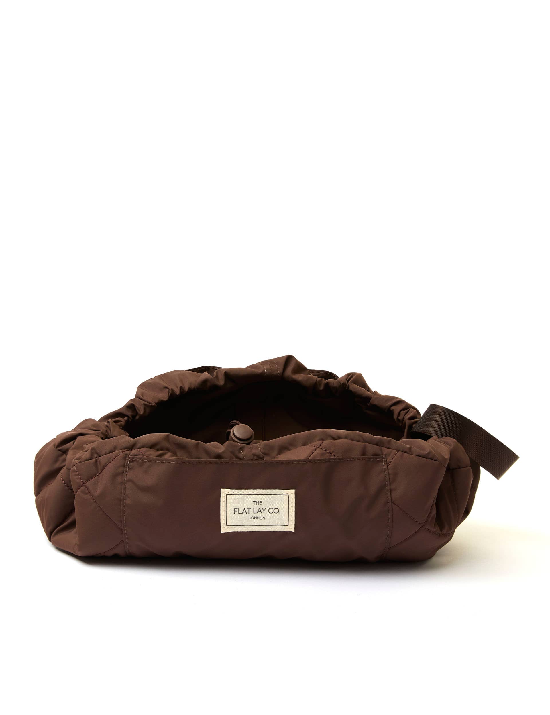 The Flat Lay Co. Espresso makeup bag, imported from the UK