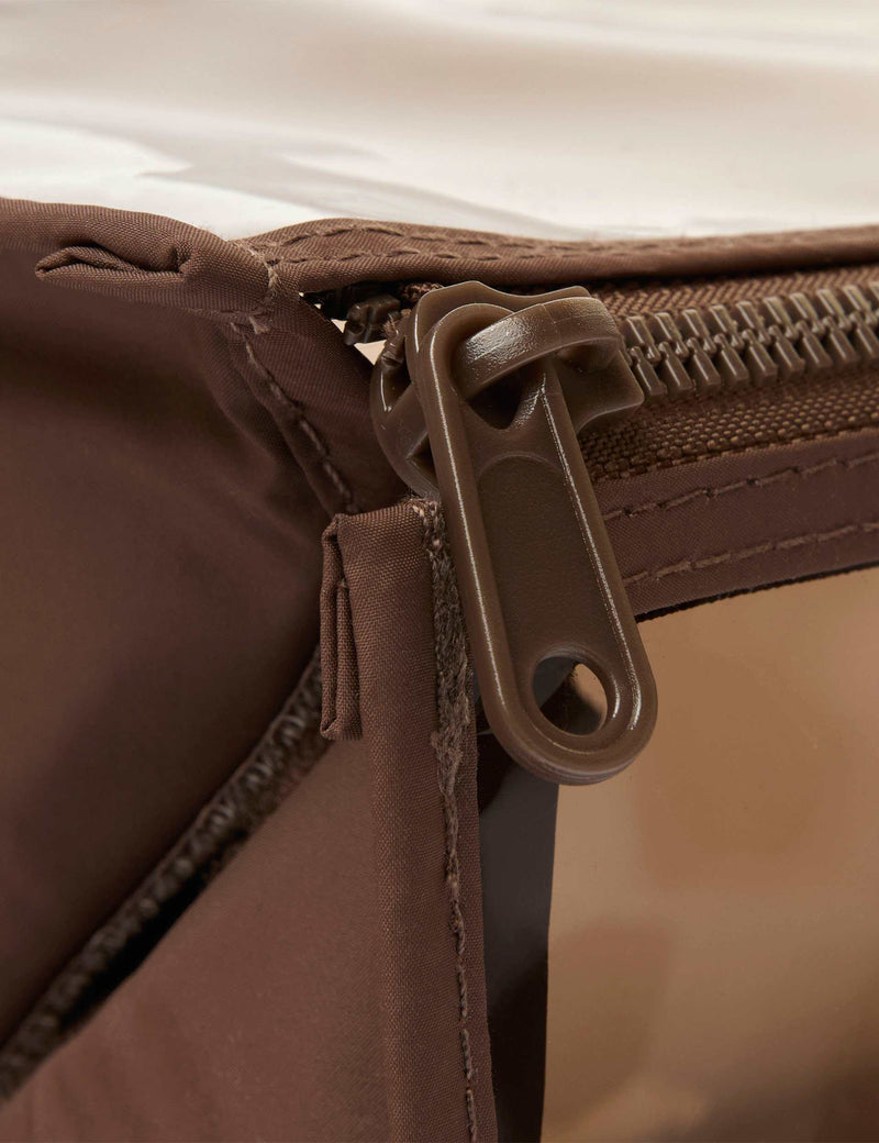 The Flat Lay Co. Espresso makeup bag, imported from the UK