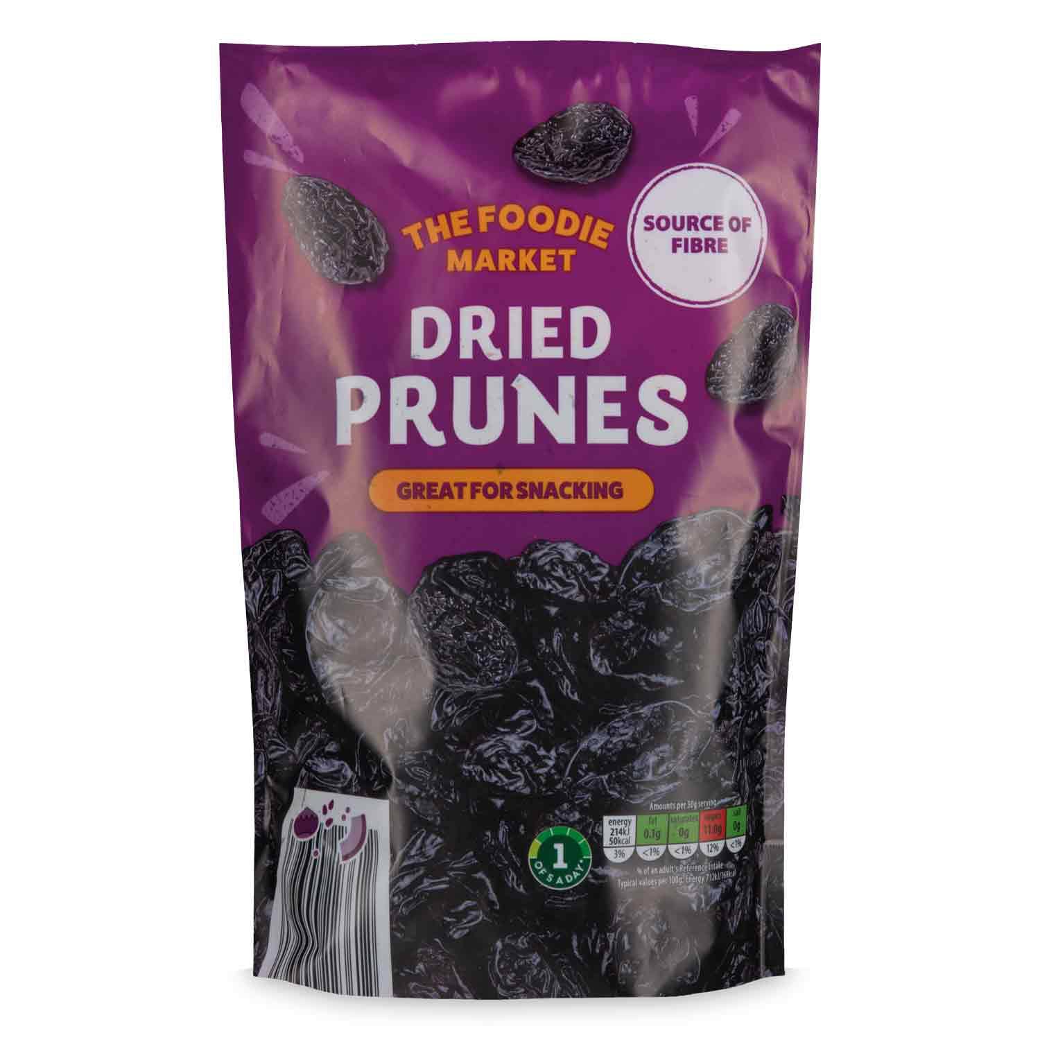 Dried prunes, imported from the UK