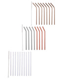 Reusable metal drinking straws curved or straight with cleaning brush, UK version