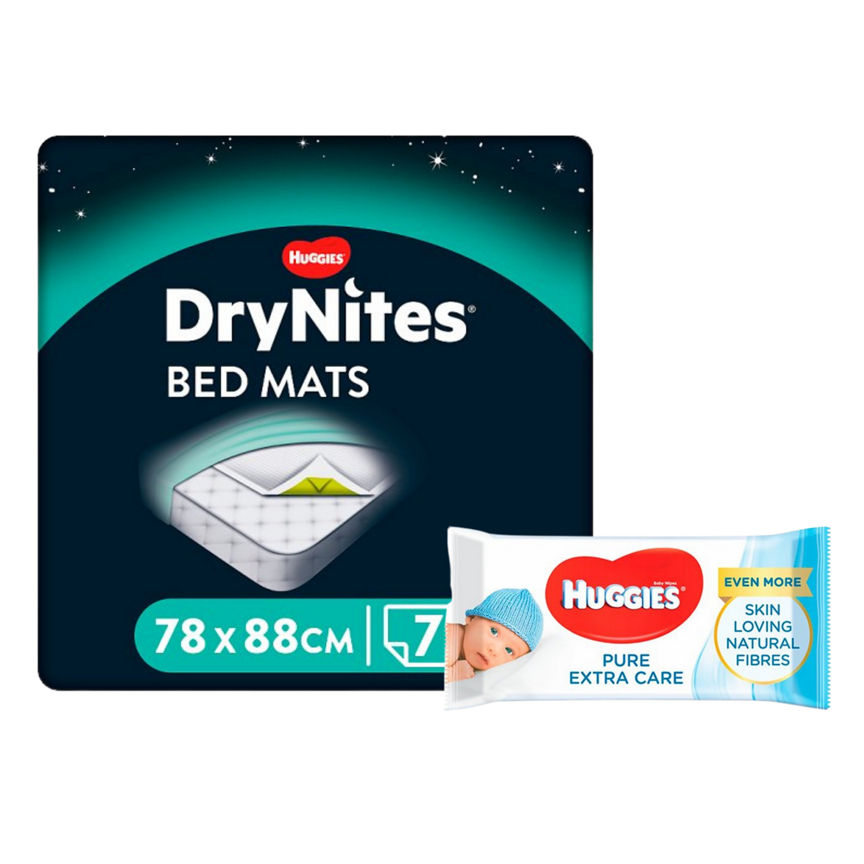 Huggies DryNites Bedmats & Pure Extra Care Baby Wipes