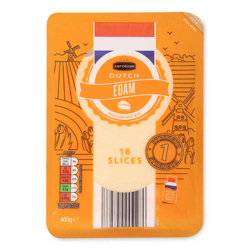 Dutch Edam cheese 16 slices in the pack, UK version