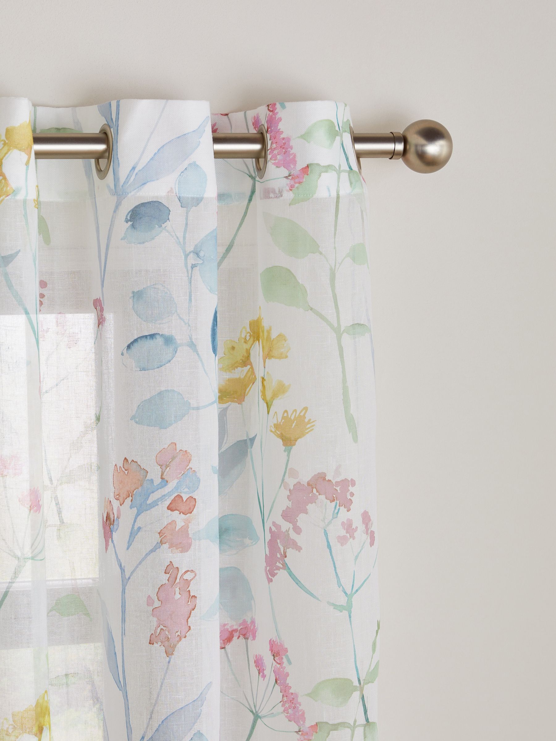 Pastel Multi Isla floral eyelet voile curtain panel - British product