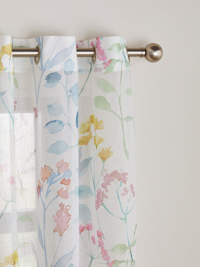 Pastel Multi Isla floral eyelet voile curtain panel - British product