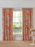Lucy Tiffney Orange Campion Floral Pencil Pleat Blackout Curtains