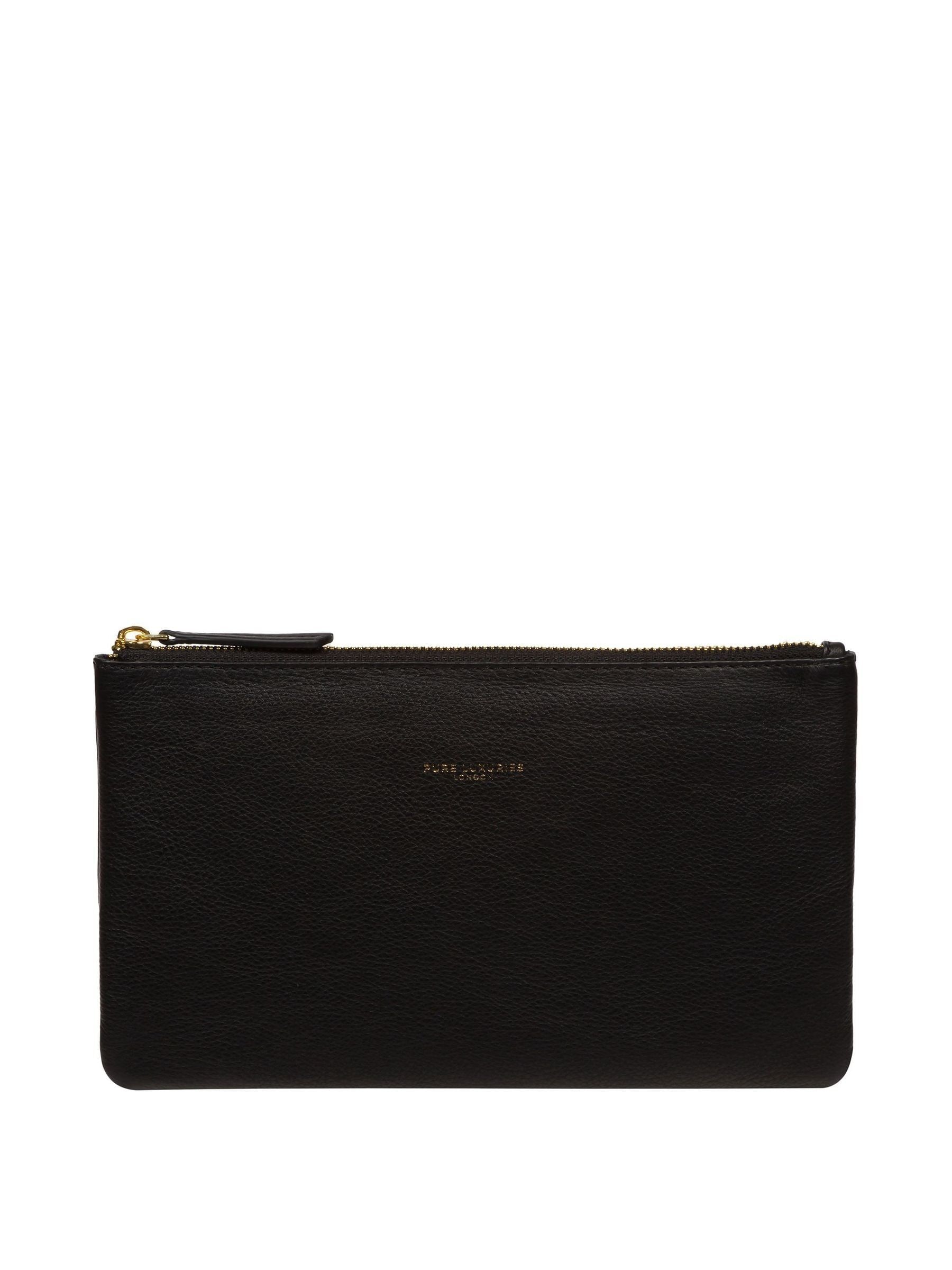Pure Luxuries London black Wilmslow Nappa leather clutch bag - British product