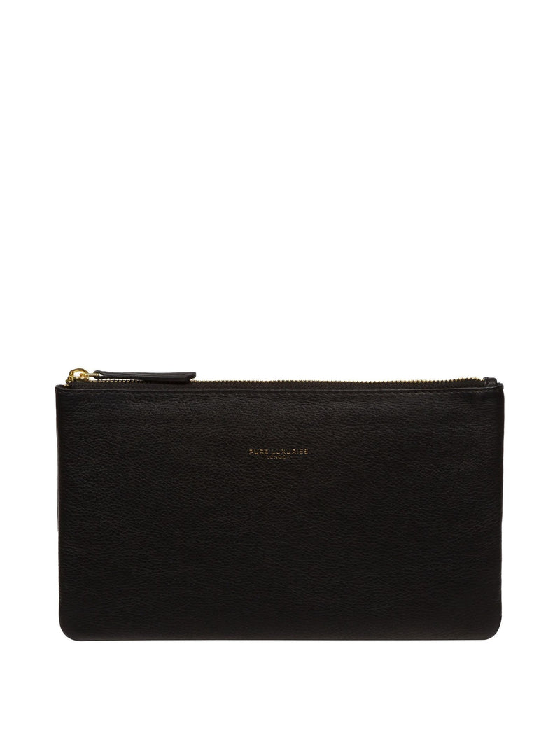 Pure Luxuries London black Wilmslow Nappa leather clutch bag - British product