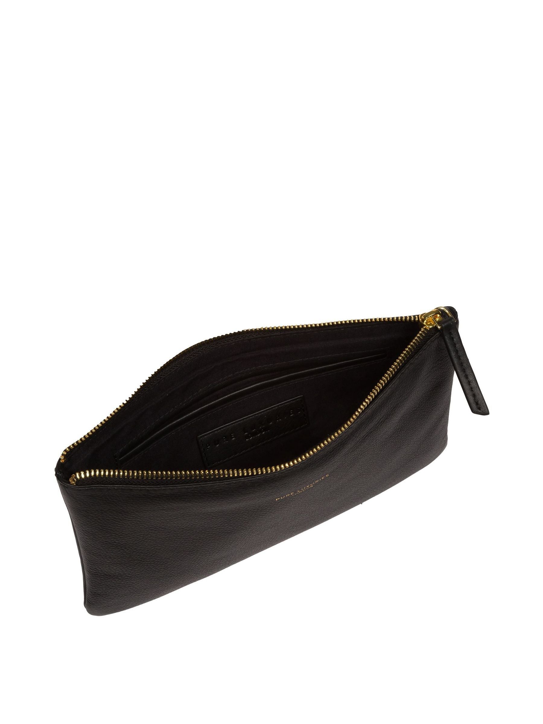Pure Luxuries London black Wilmslow Nappa leather clutch bag - British product