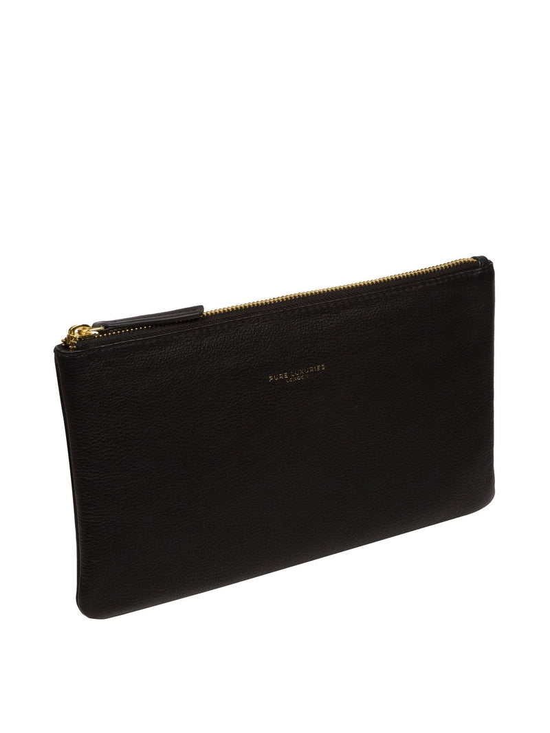 Pure Luxuries London black Wilmslow Nappa leather clutch bag - British product