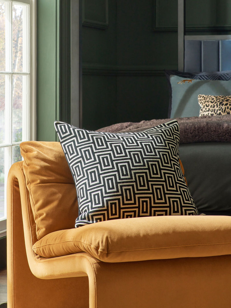 Monochrome geometric jacquard cushion 50x50cm (British brand)