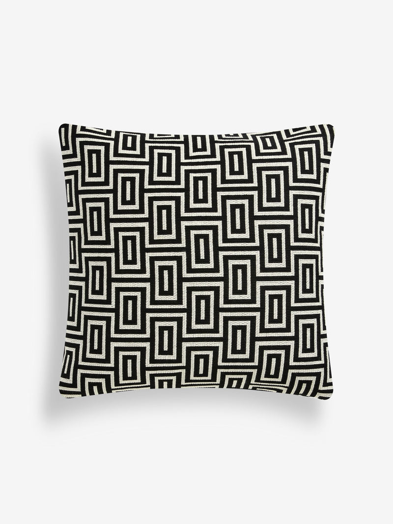 Monochrome geometric jacquard cushion 50x50cm (British brand)