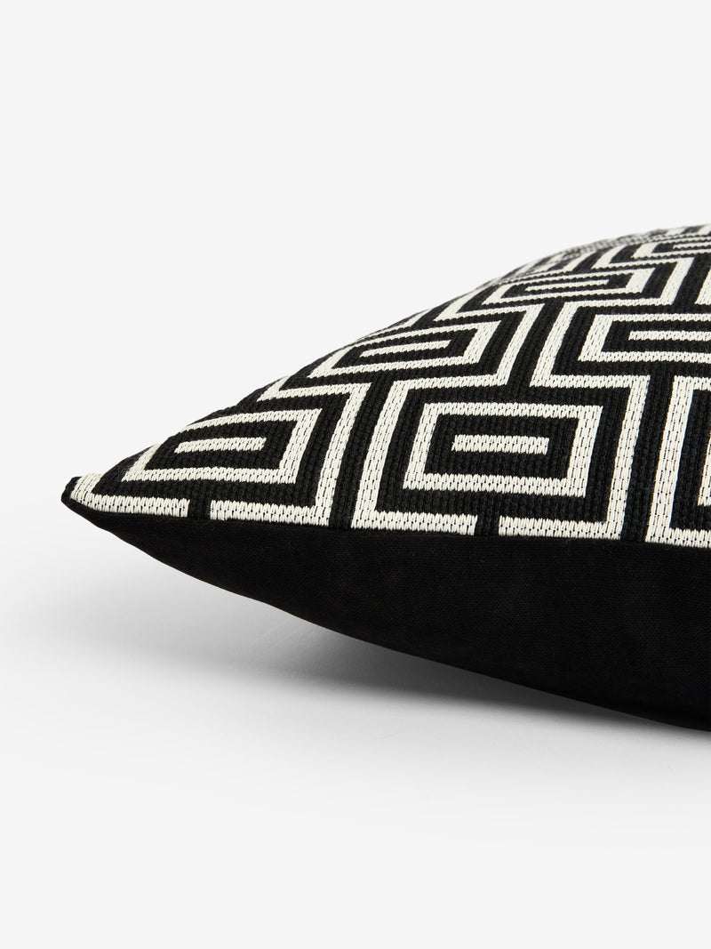 Monochrome geometric jacquard cushion 50x50cm (British brand)