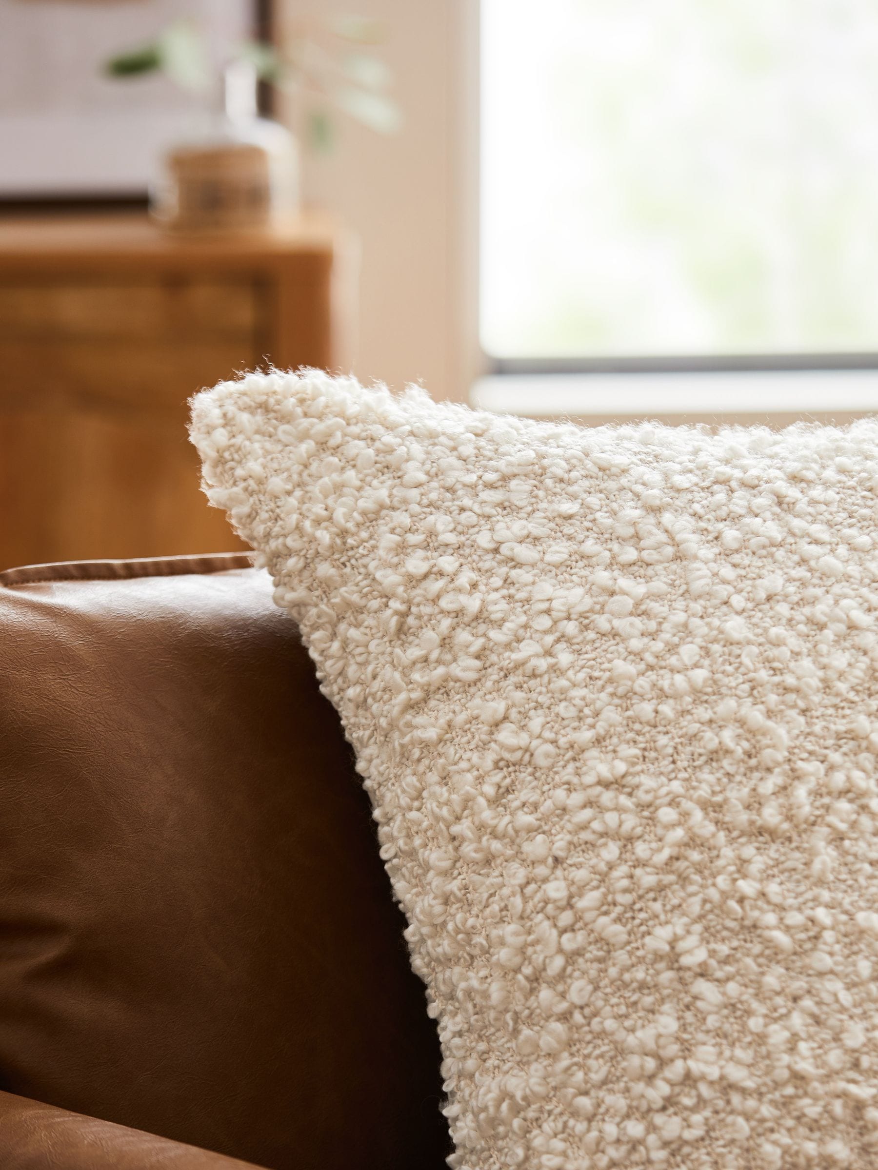 Coussin douillet naturel texturé 59x59cm, version UK