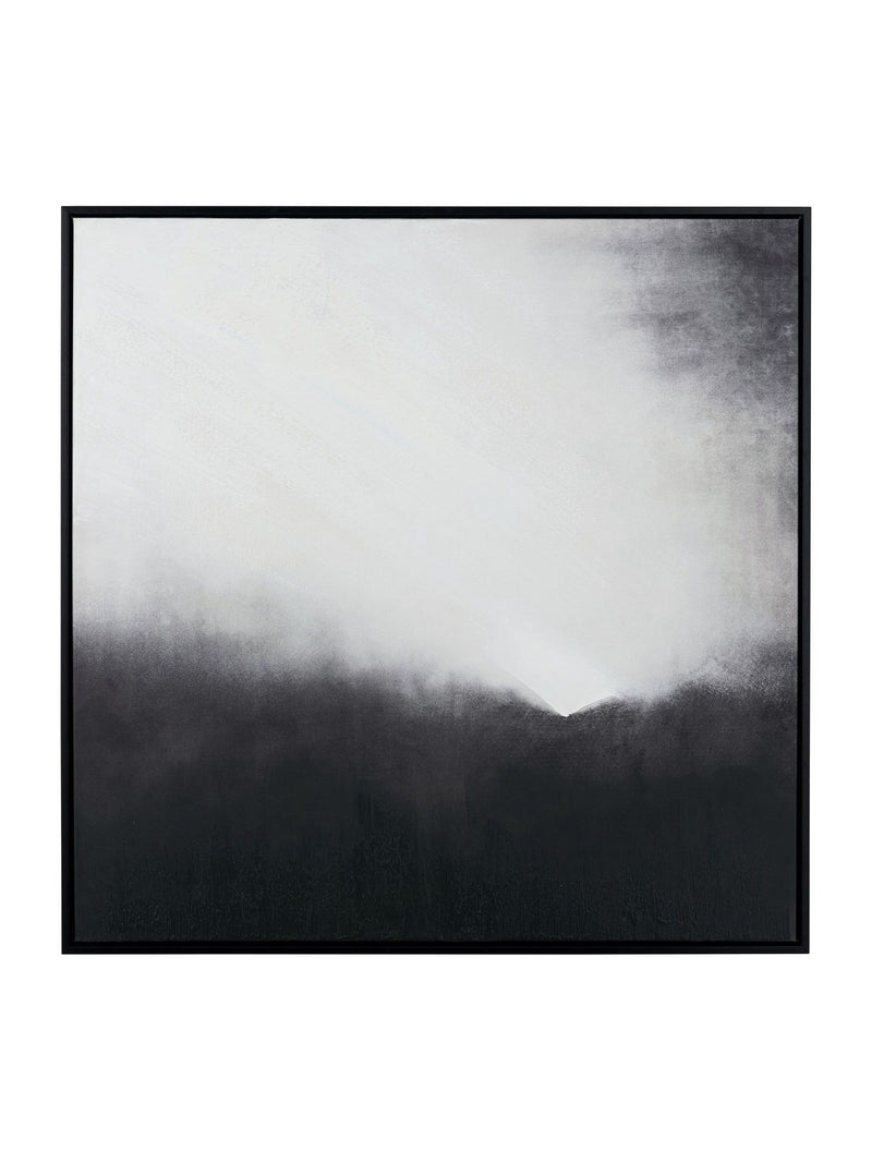 Monochrome abstract square canvas with black frame 80cm x 80cm, imported from the UK