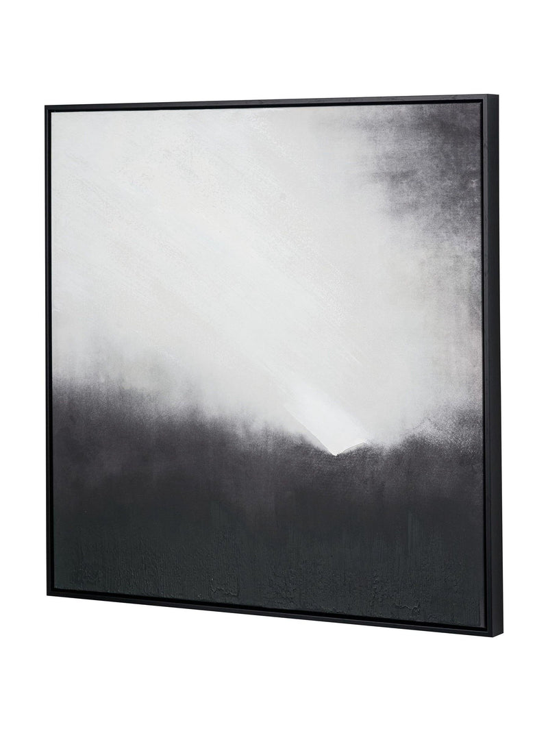 Monochrome abstract square canvas with black frame 80cm x 80cm, imported from the UK