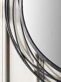 Pacific black metal swirl round wall mirror, imported from the UK