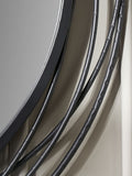 Pacific black metal swirl round wall mirror, imported from the UK