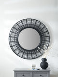 Pacific Natural Wooden Frame 90cm Round Wall Mirror