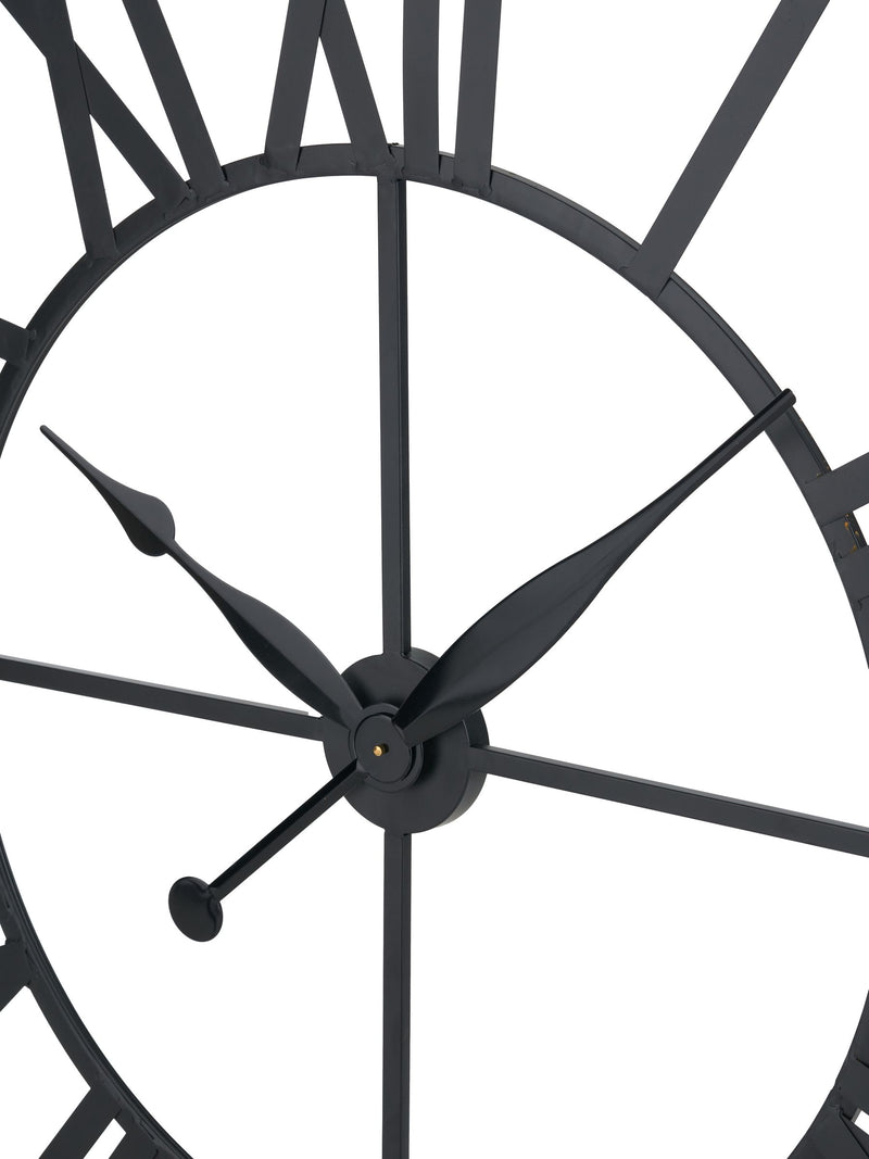 Pacific black metal large round wall clock, imported from the UK