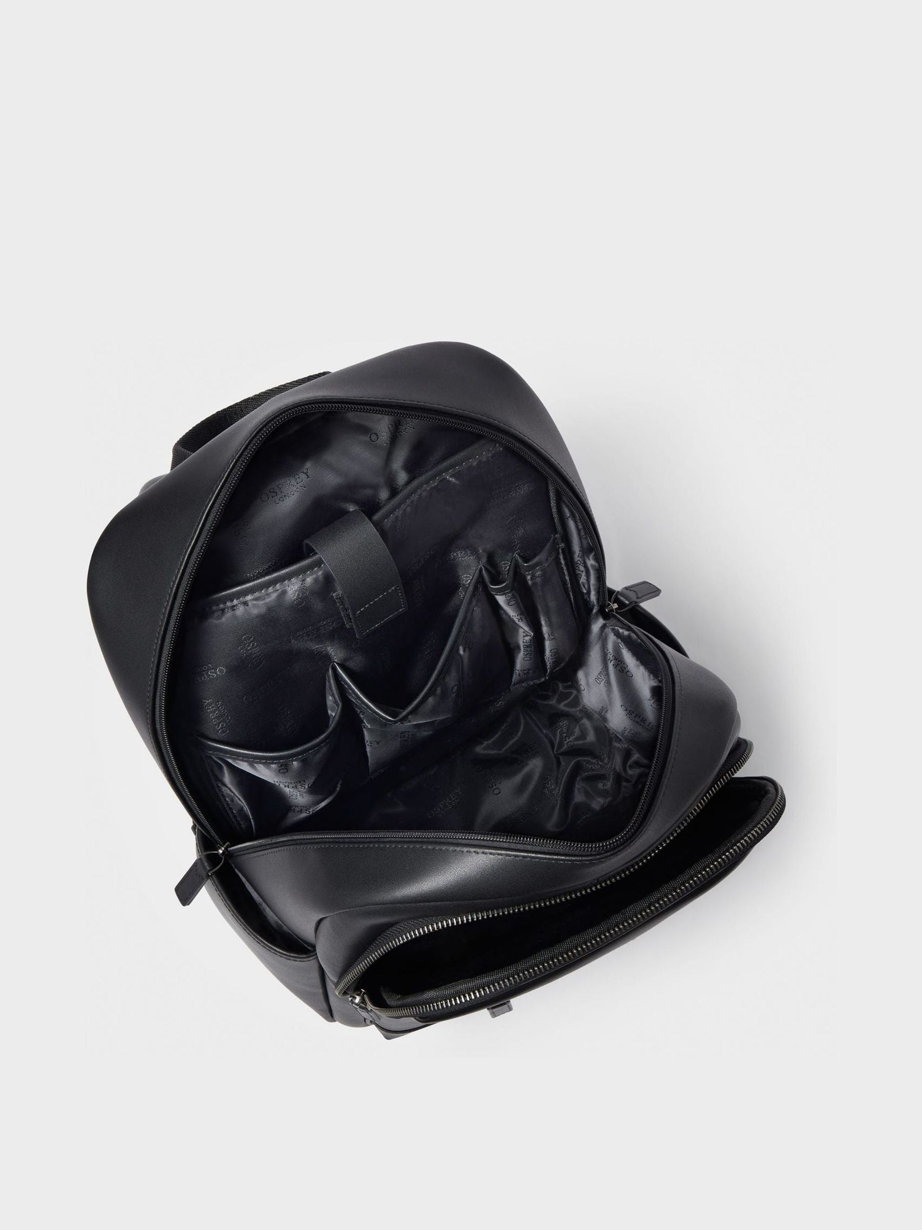 Osprey London Hudson black leather backpack, imported from the UK