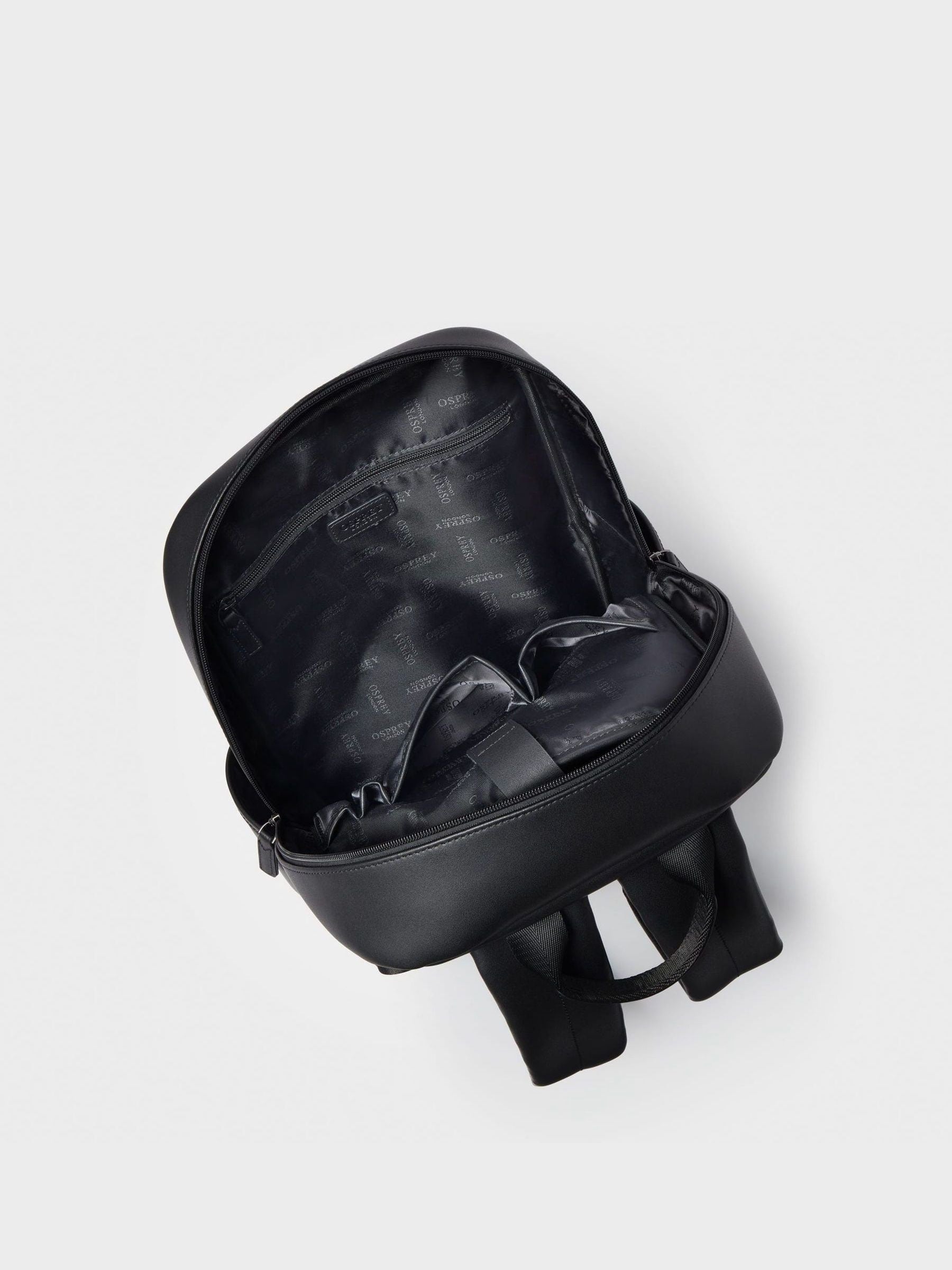 Osprey London Hudson black leather backpack, imported from the UK