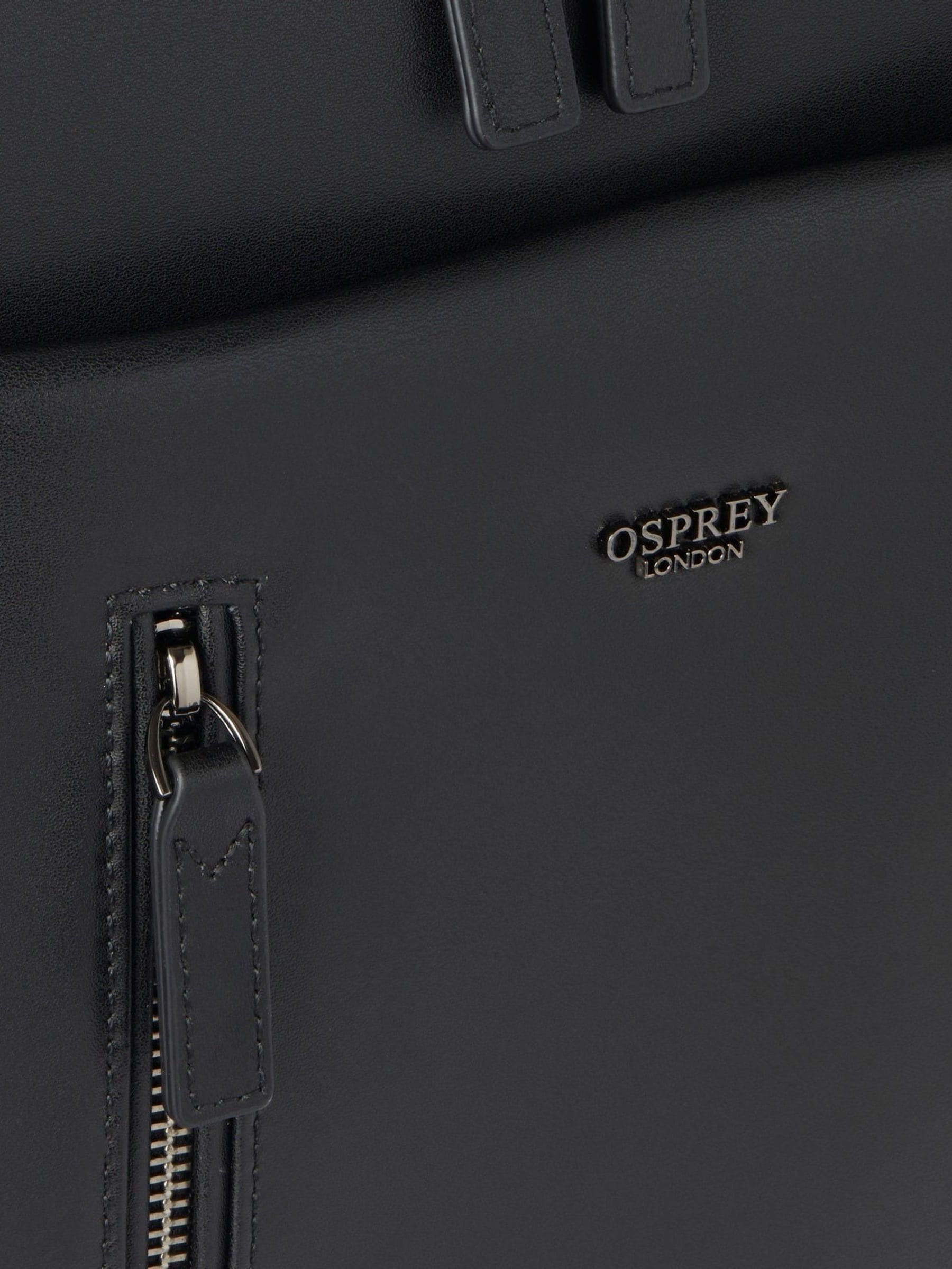 Osprey London Hudson black leather backpack, imported from the UK