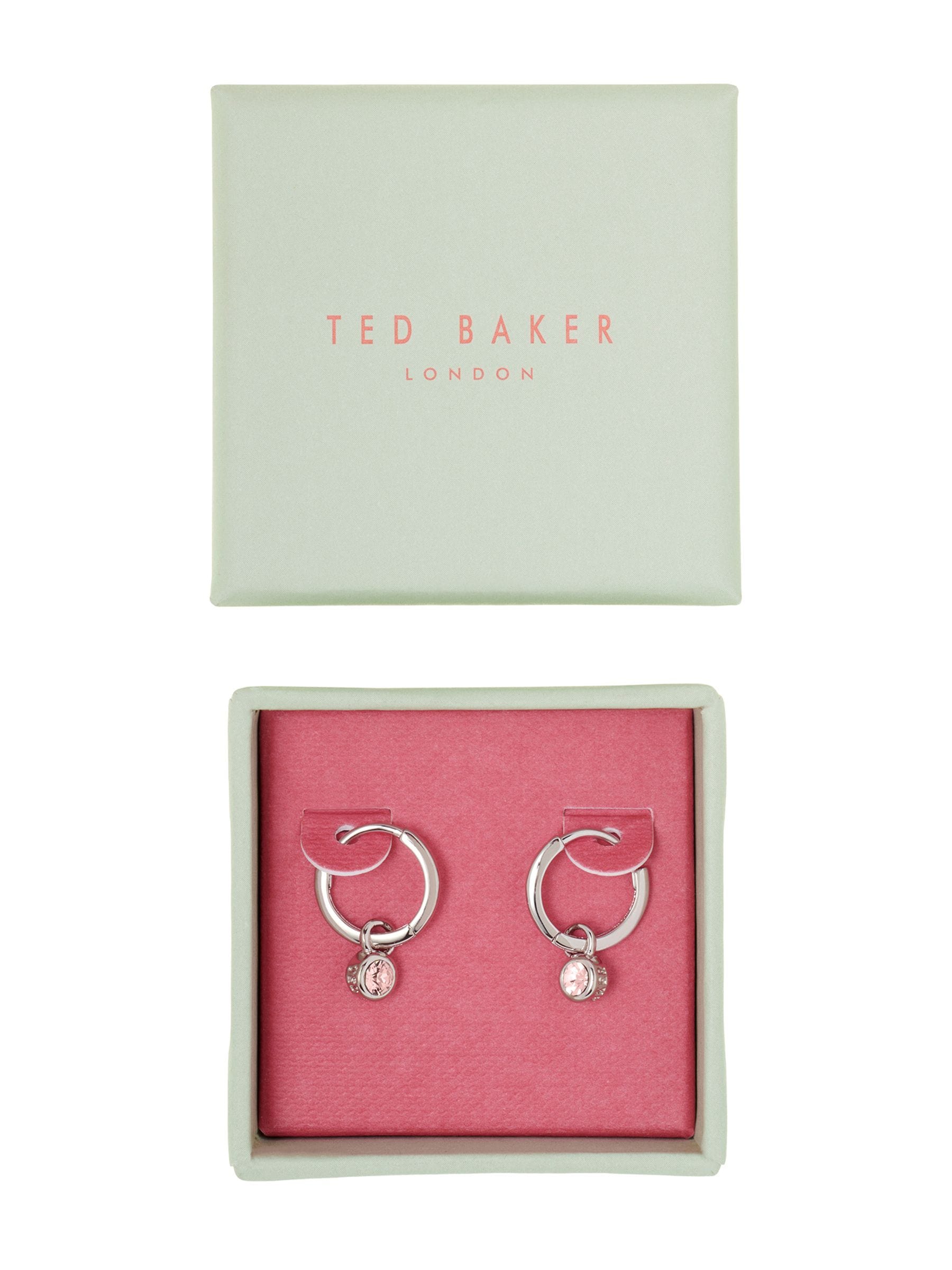 Ted Baker silver tone vintage rose huggie earrings, imported from the UK