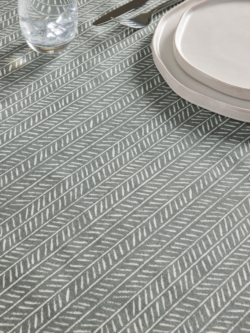 Charcoal grey chevron wipe clean tablecloth - British product