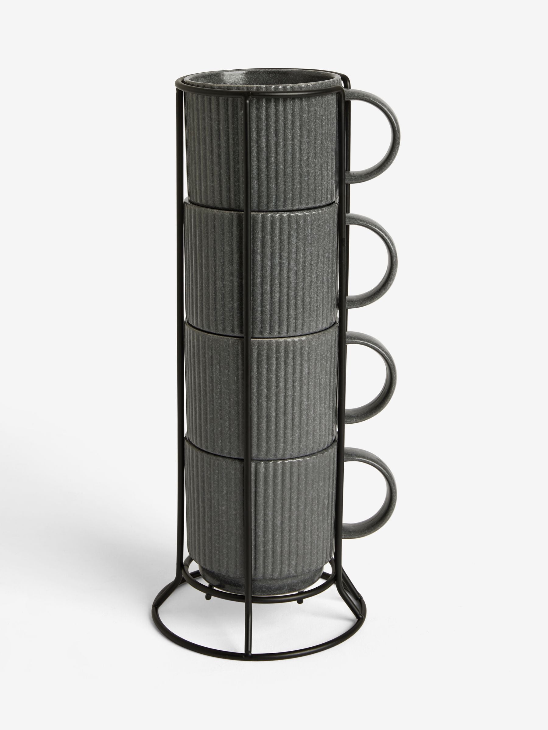 Stamford charcoal grey stacking mugs set of 4 (British brand)
