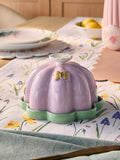Purple floral wildlife butter dish stoneware imported from the UK