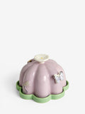 Purple floral wildlife butter dish stoneware imported from the UK