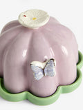 Purple floral wildlife butter dish stoneware imported from the UK