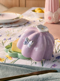 Purple floral wildlife butter dish stoneware imported from the UK