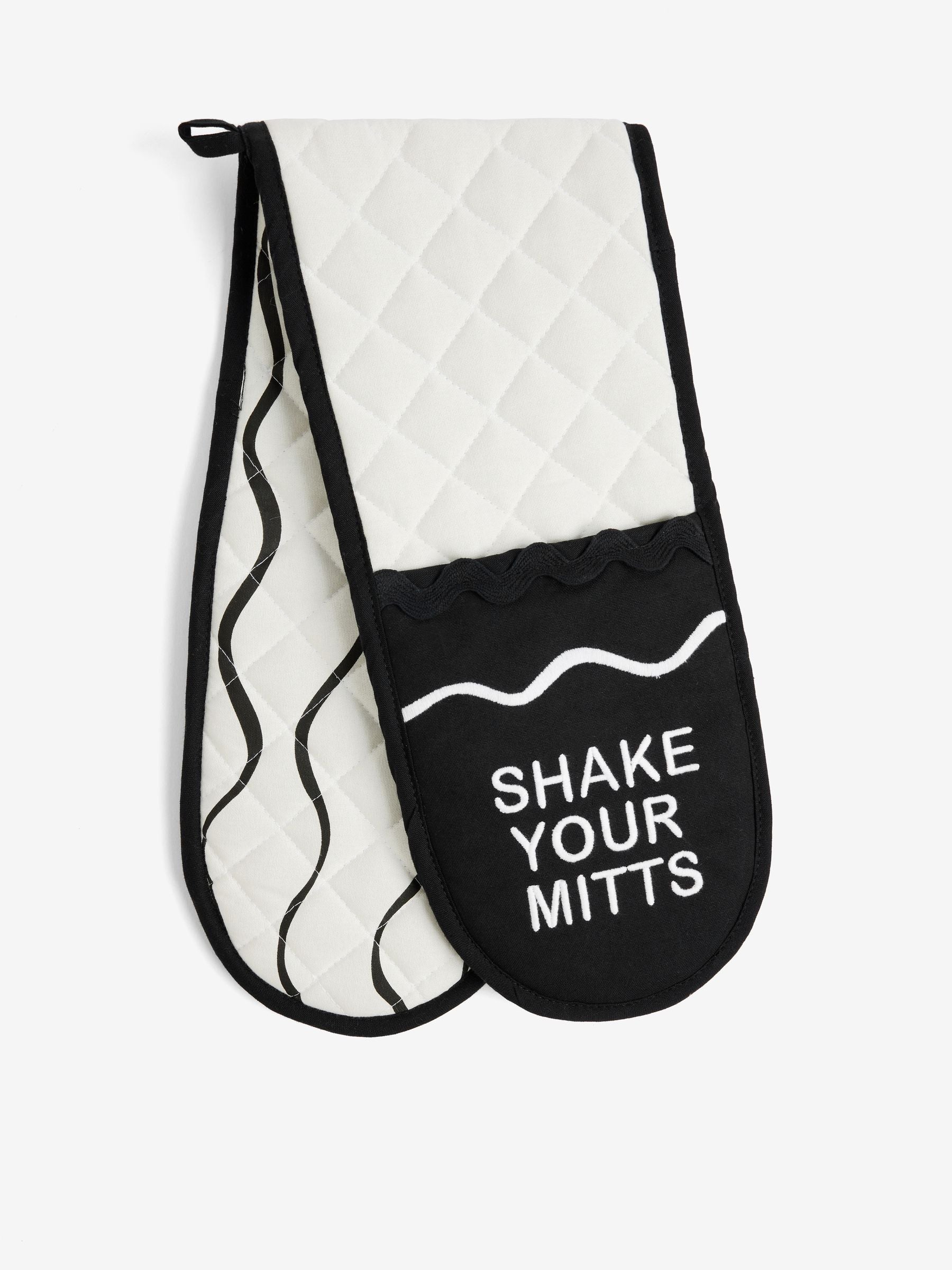 Black Slogan Oven Gloves set - British product