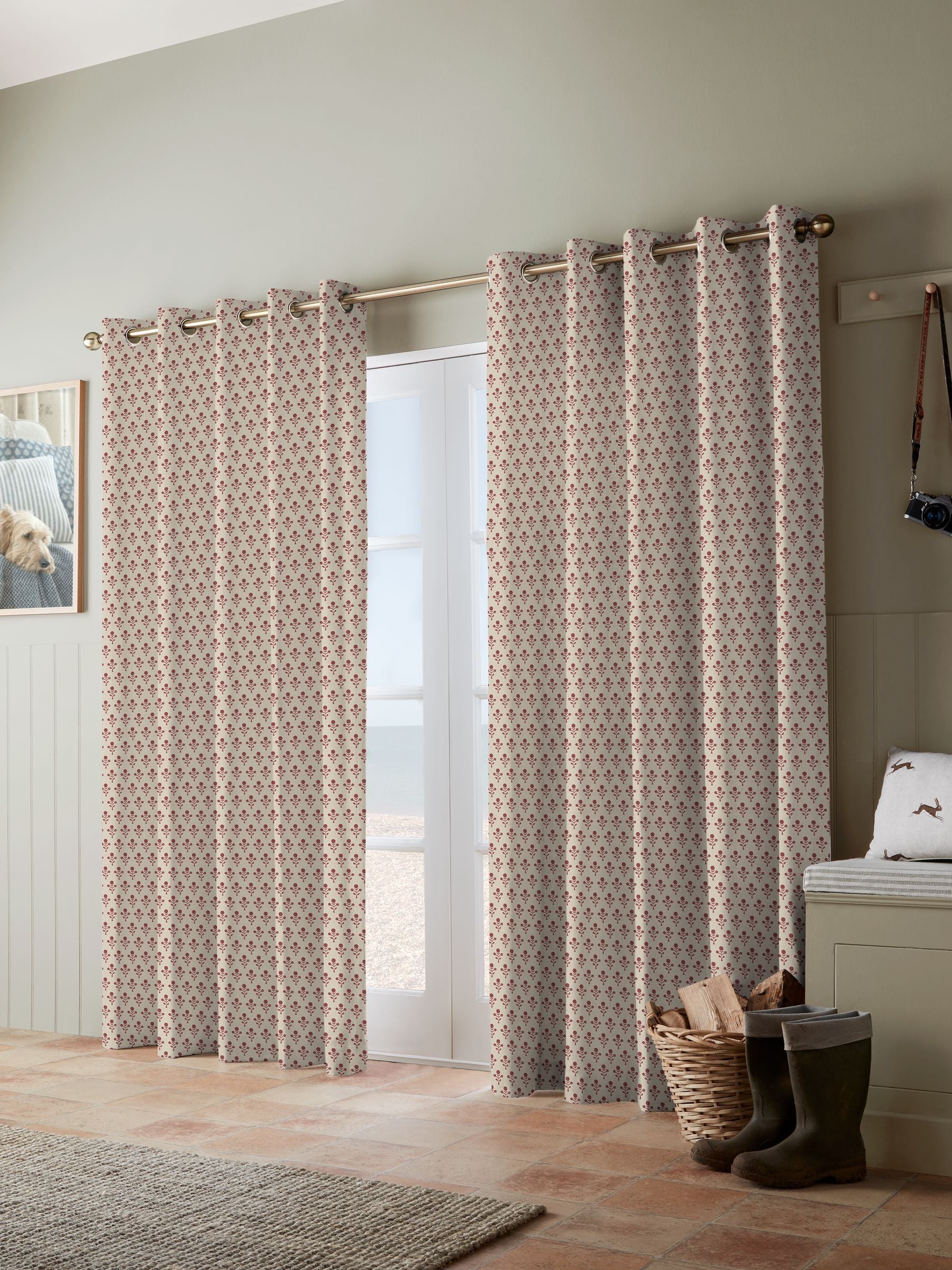 Emily Bond Swiss Red Hawthorn made to measure curtains (British brand)