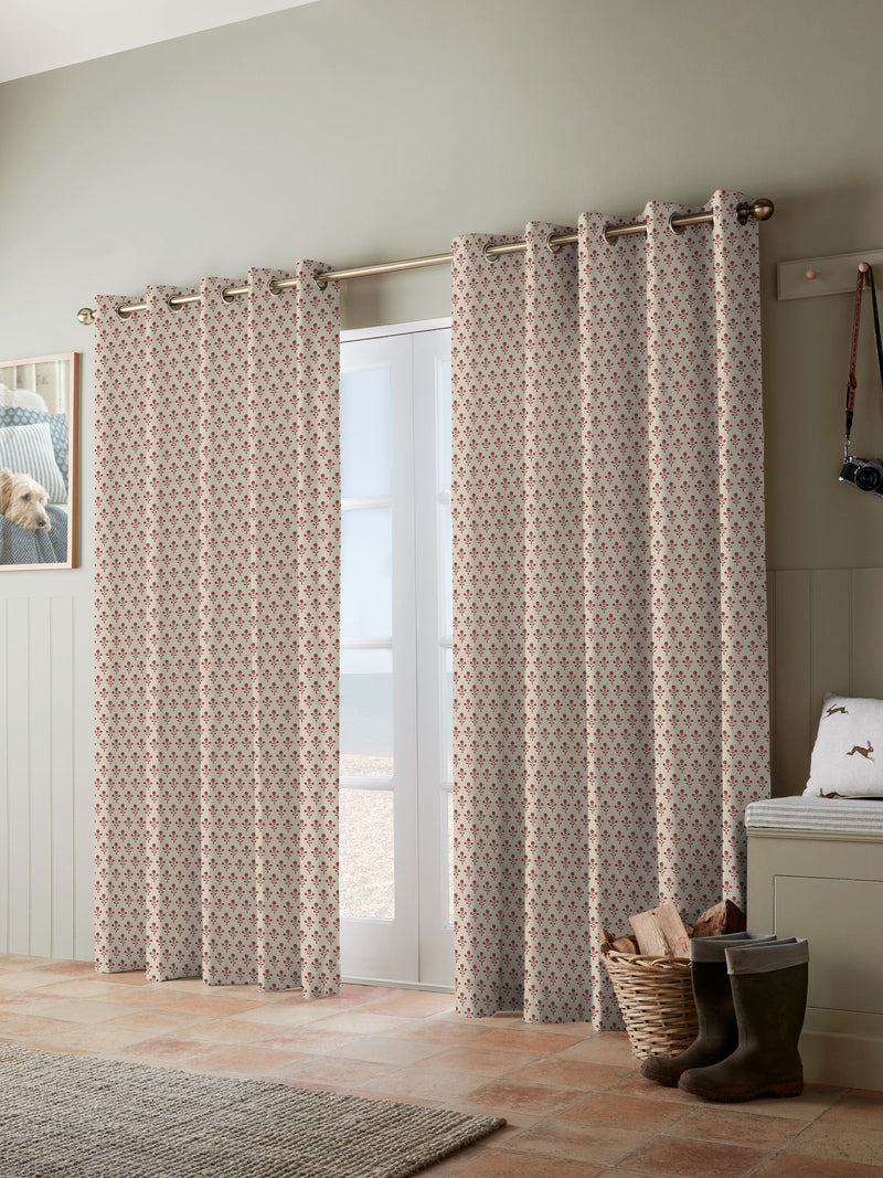 Emily Bond Swiss Red Hawthorn made to measure curtains (British brand)