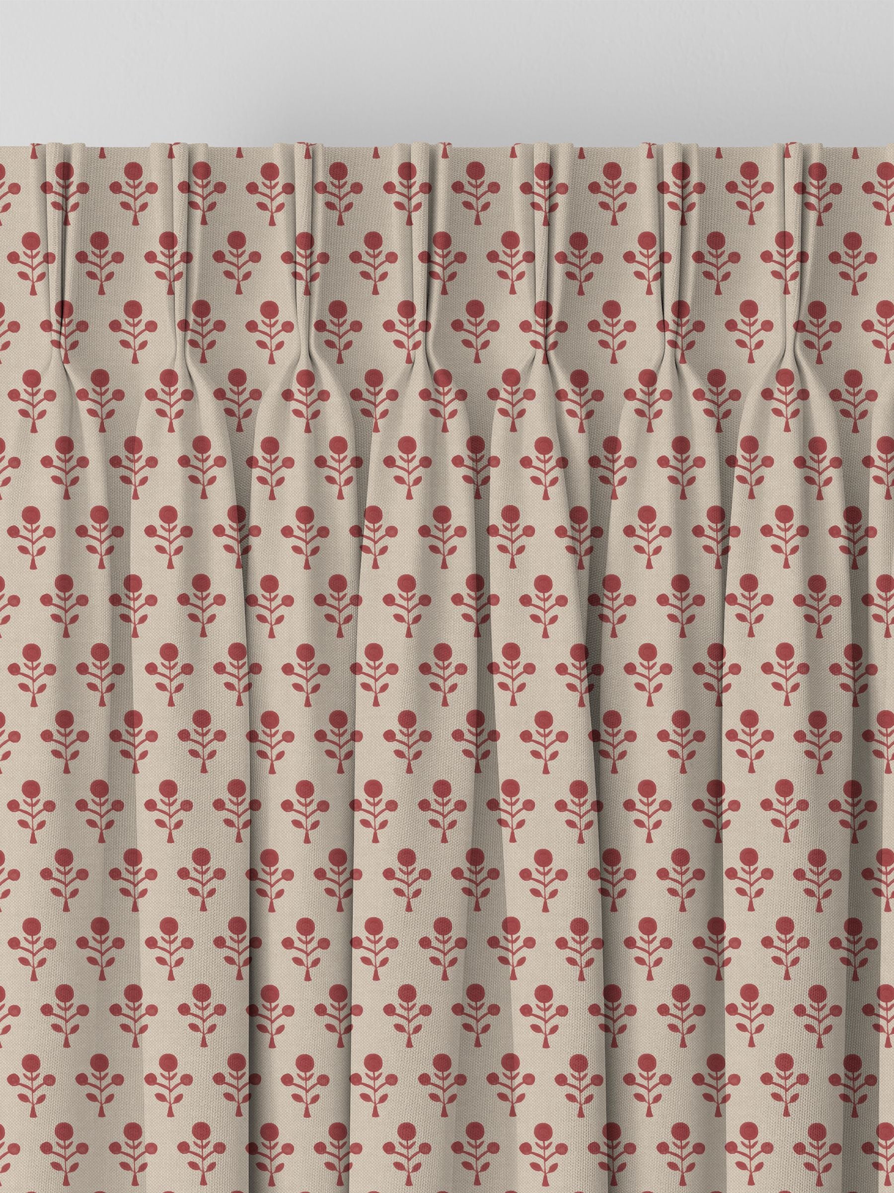 Emily Bond Swiss Red Hawthorn made to measure curtains (British brand)
