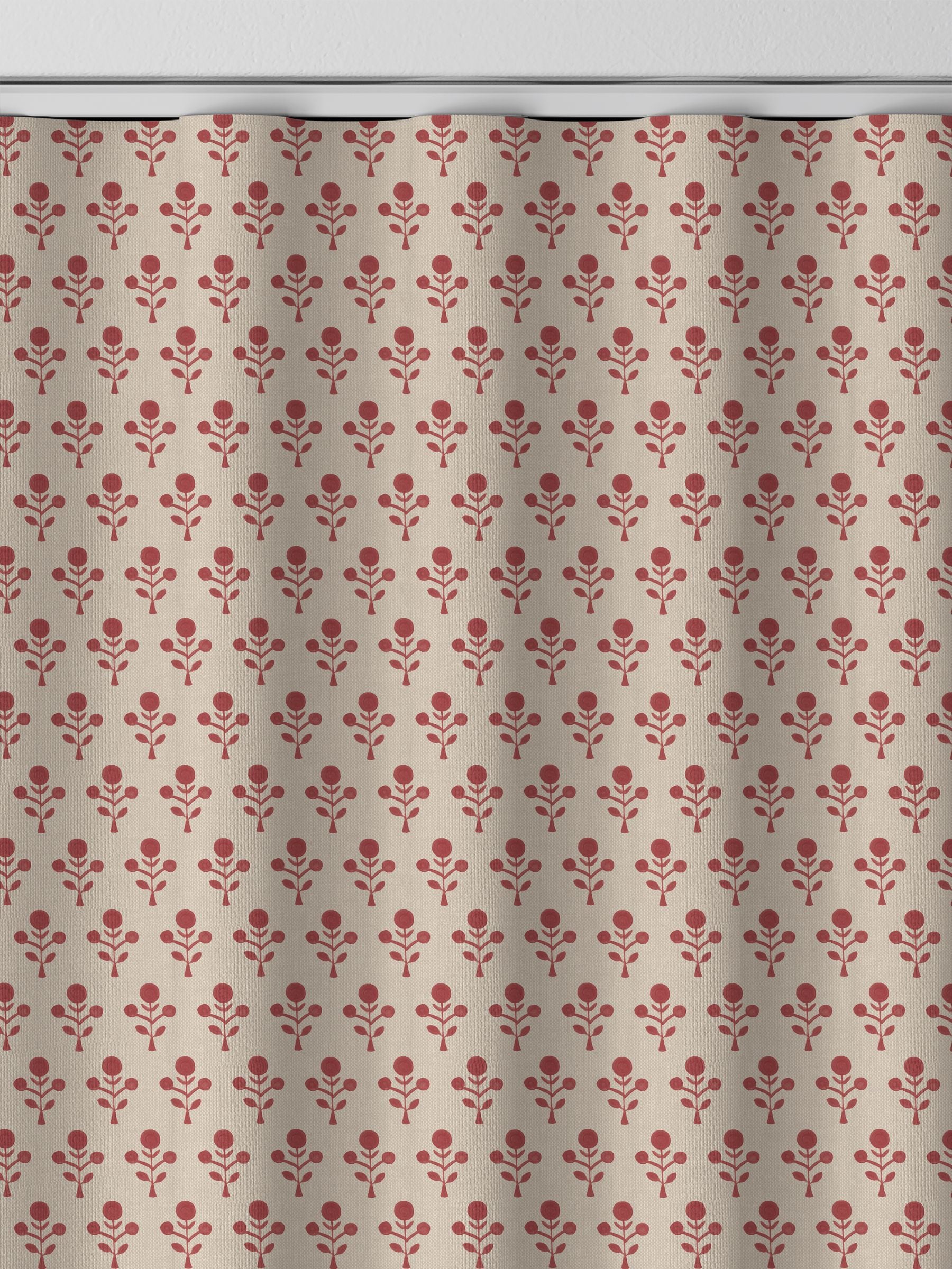Emily Bond Swiss Red Hawthorn made to measure curtains (British brand)