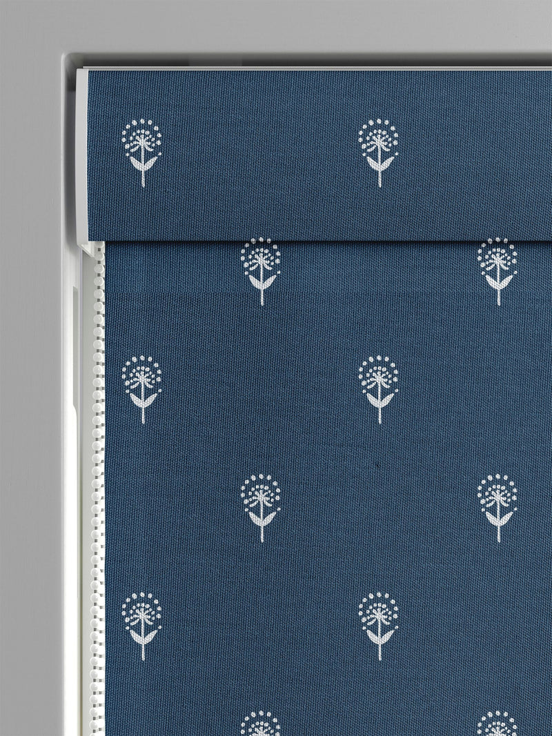 Emily Bond roman blind indigo blue wild thyme, imported from the UK