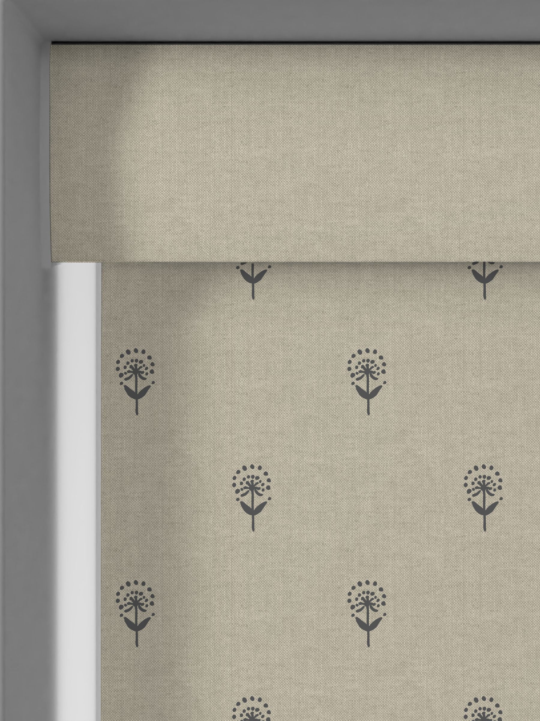 Emily Bond Charcoal Grey Wild Thyme roller blind - British product