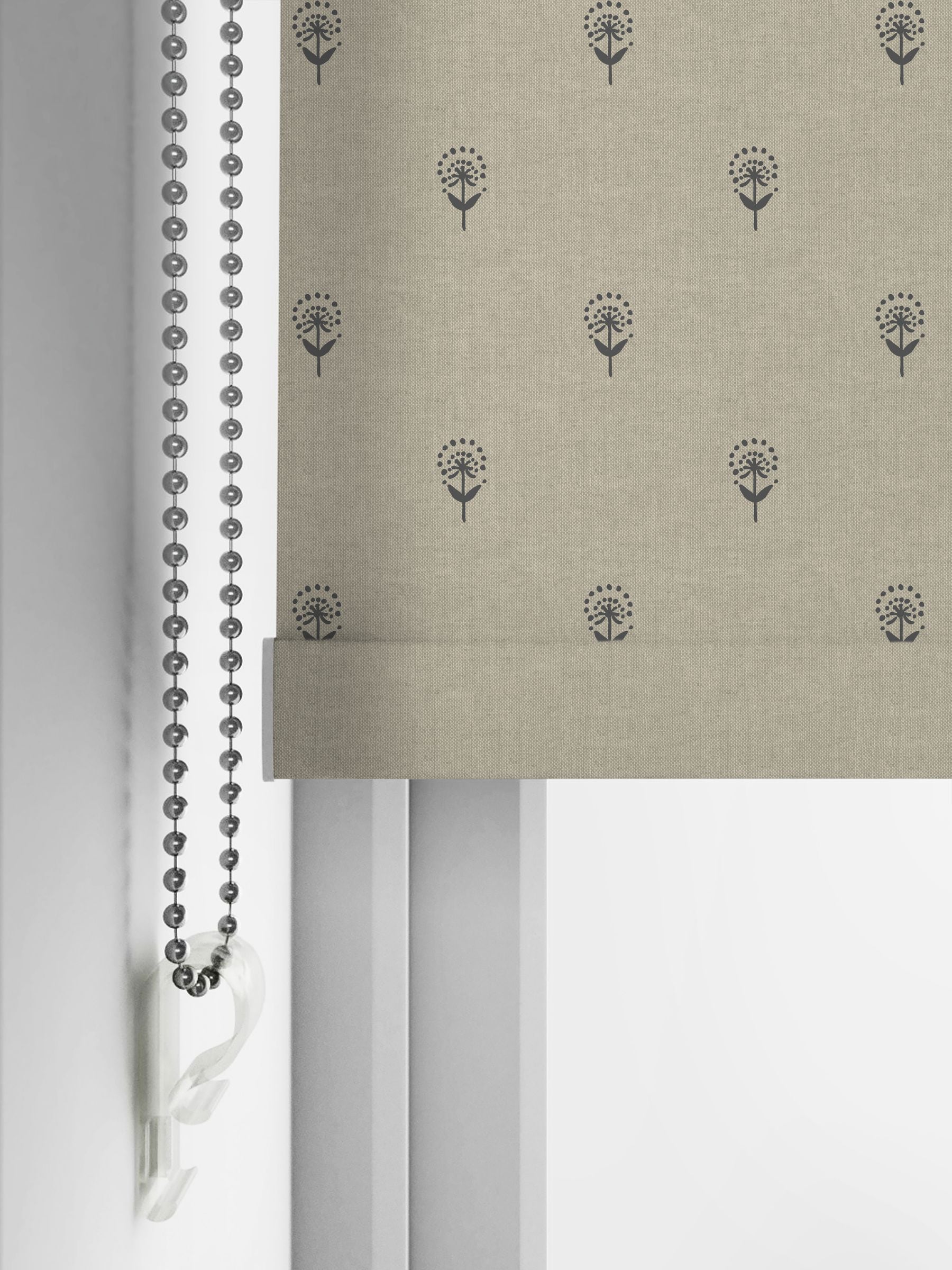 Emily Bond Charcoal Grey Wild Thyme roller blind - British product