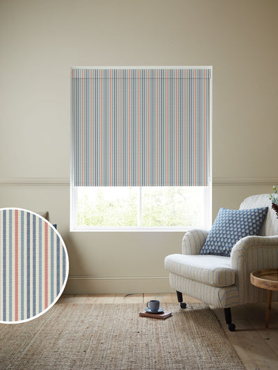 Next Emily Bond Blue Cornish Stripe Made to Measure Roller Blind- Buy online at McGrocer